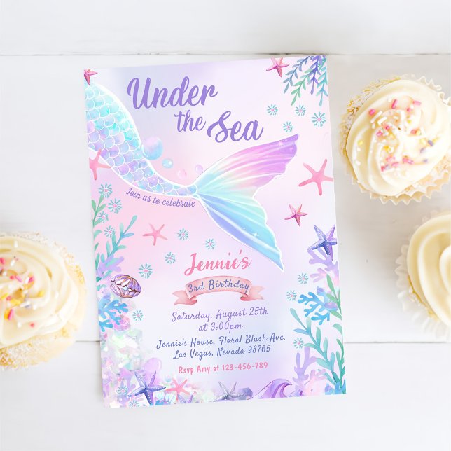 Convite Aniversário de 3 anos de Sereia Sob O Partido do M (Criador carregado)