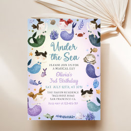 Convite Aniversário de 3 anos de Sereia Sob O Partido do M