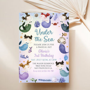 Convite Aniversário de 3 anos de Sereia Sob O Partido do M