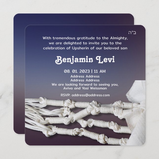 Convite Aniversário de 3 anos de Upsherin First Haircut Ju (Frente/Verso)