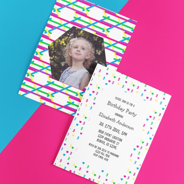 Convite Aniversário de 3 anos do arco-íris (Criador carregado)