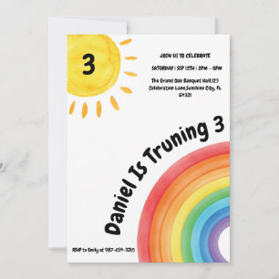 Convite Aniversário de 3 anos do Arco-Íris, Festa de anive