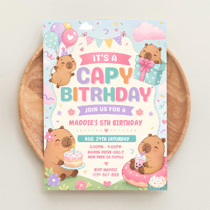 Convite Aniversário de 3 anos do Capivara Pastel