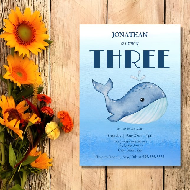 Convite Aniversário de 3 anos do Mar Azul de Baleia Cura S (Criador carregado)