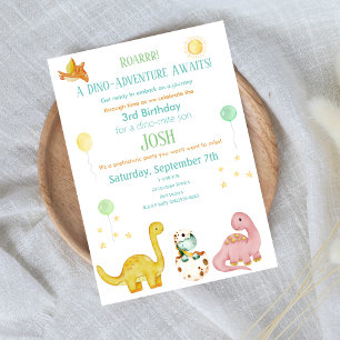 Convite Aniversário de 3 anos dos Dinosaur Kids