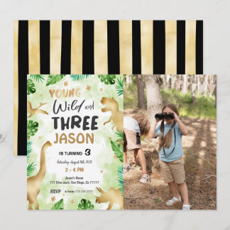 Convite aniversário de 3 anos, Foto de aniversário do Dino