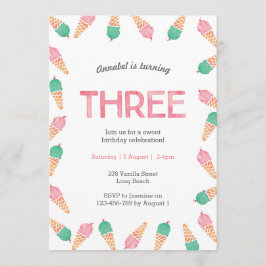 Convite aniversário de 3 anos | SORVETE