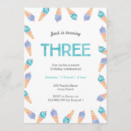 Convite aniversário de 3 anos | SORVETE