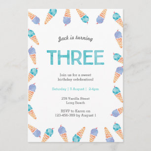 Convite aniversário de 3 anos SORVETE