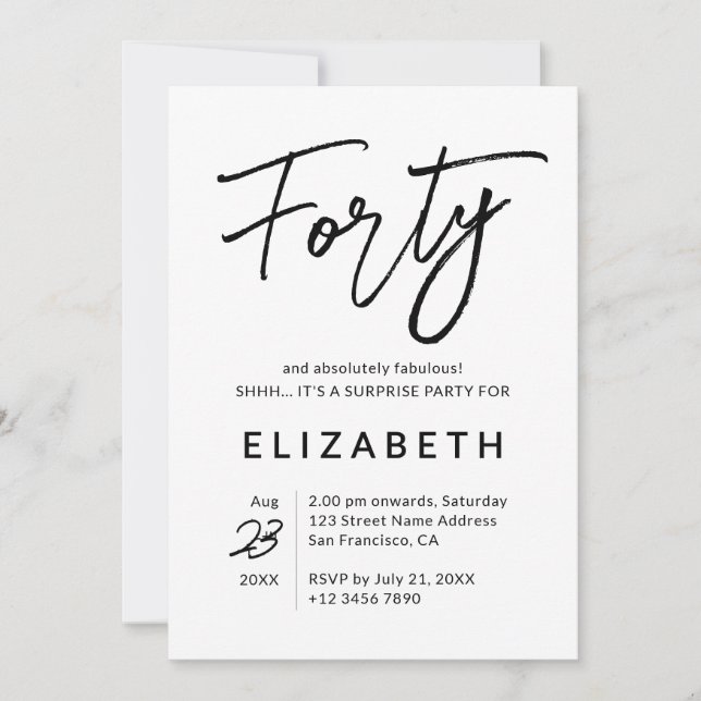 Convite Aniversário de 40 anos absolutamente fabuloso (Frente)