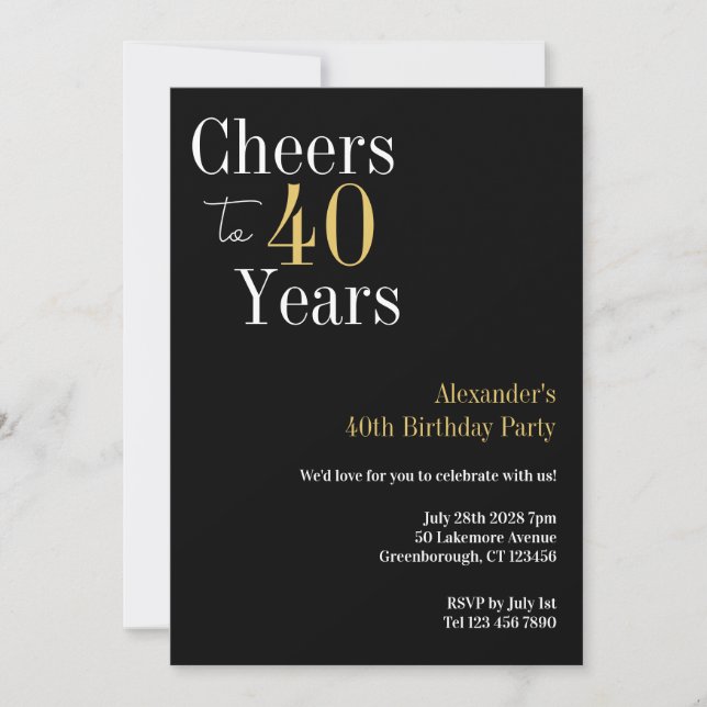 Convite aniversário de 40 anos anima a 40 anos de festa Do (Frente)