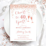 Convite aniversário de 40 anos - Anima-Se A 40 Anos De Bra<br><div class="desc">Convite para aniversário de 40 anos. Saúde Para 40 Anos! Design elegante em branco e rosa. Apresenta óculos de champanhe,  fonte de script e confetti. Perfeito para na moda 40 festas de aniversário. Personalize com seus próprios detalhes. Pode ser personalizado para mostrar qualquer idade.</div>