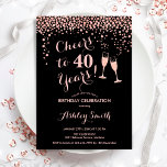Convite aniversário de 40 anos - Anima-Se A 40 Anos De Ros<br><div class="desc">Convite para aniversário de 40 anos. Saúde Para 40 Anos! Design elegante em ouro preto e rosa. Apresenta óculos de champanhe,  fonte de script e confetti. Perfeito para na moda 40 festas de aniversário. Personalize com seus próprios detalhes. Pode ser personalizado para mostrar qualquer idade.</div>