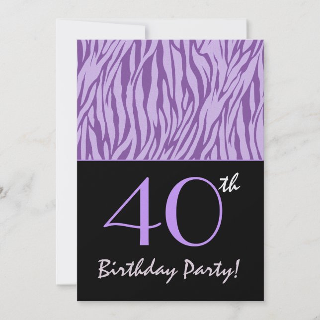 Convite aniversário de 40 anos Animal Print Personalizado  (Frente)
