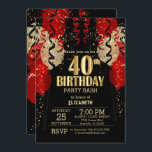 Convite aniversário de 40 anos - Balões Vermelhos<br><div class="desc">🥇 UM DESIGN ORIGINAL DE DIREITOS AUTORAIS, DE Donna Siegrist, DISPONÍVEL SOMENTE NO ZAZZLE! Convite de festas aniversário de 40 anos pronto para personalização. Apresentando uma celebração de confetti, galerias e balões com falso douramento metálico. Imprima o seu convidado com este convite exclusivo. Há muitos produtos correspondentes disponíveis. 📌 Se...</div>