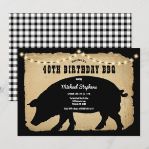 Convite Aniversário de 40 anos Barbeque de Porco Russo - C