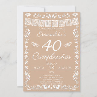 Convite Aniversário de 40 anos Beige Festa de Aniversário