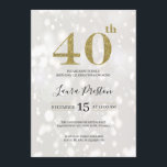 Convite aniversário de 40 anos brilhante Dourado<br><div class="desc">O design moderno e elegante imprimiu um Dourado convite para aniversário de 40 anos de Glitter que pode ser personalizado com seu texto. Clique no botão "Personalizar" e use a ferramenta design para modificar este modelo. Veja na loja de Design de arte gráfica outros produtos que combinam com este design!...</div>