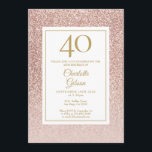 Convite aniversário de 40 anos brilhante Rosa Dourado<br><div class="desc">Apresentando elegante rosa dourado glitter ombre,  este convite para aniversário de 40 anos de música pode ser personalizado com suas informações especiais de celebração de aniversário. Projetado por Thisnotme©</div>