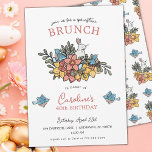 Convite aniversário de 40 anos Brunch Springtime<br><div class="desc">Celebre um aniversário marcante nesta Primavera com este belo e doce convite de aniversário de primavera. Este convite galopante apresenta um trabalho artístico original que captura o espírito da estação com seu design floral lúdico. O adorável coelho, o bonito narciso do Primavera, e as pássaros azuis doces adicionam um toque...</div>