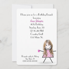 Convite aniversário de 40 anos Brunch Stick Girl