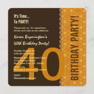 Convite aniversário de 40 anos Chocolate e Dourado com o 