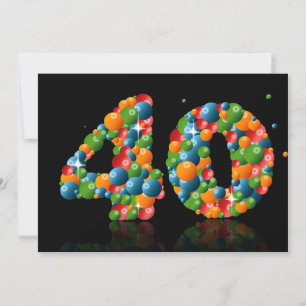 Convite aniversário de 40 anos, com bolhas e bolas
