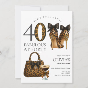Convite Aniversário de 40 anos com Estampa de Leopardo na