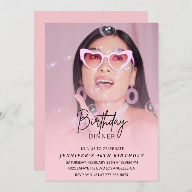 Convite aniversário de 40 anos convida Foto de Janto de An (Frente/Verso)