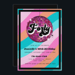 Convite Aniversário de 40 anos cor-de-rosa com esfera de c<br><div class="desc">Vamos Groove Esta Noite! Prepare seus hóspedes para fazer um boogie com esta divertida coleção de estilos dos anos 70. Com ondas coloridas brancas em cores de tendências variadas e com textos retrorreflectores,  é certo que se destaca.</div>