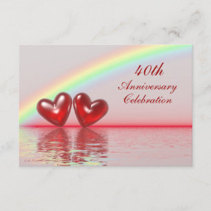 Convite Aniversário de 40 Anos Corações Rubis