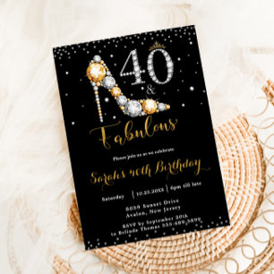 Convite aniversário de 40 anos de 40 e excelentes diamant