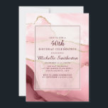 Convite Aniversário de 40 anos de Agate Dourado Marble Bur<br><div class="desc">Elegante e na moda cor-de-rosa,  burgundy e convite de festas aniversário de 40 anos mármore/agate de ouro para mulheres. O texto é personalizável,  então faça dele seu. Entre em contato conosco para obter ajuda com a personalização ou para solicitar produtos correspondentes.</div>