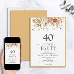 Convite Aniversário de 40 anos de Aquarela Amarela Elegant<br><div class="desc">Façam a vossa celebração de aniversário de 40 anos especial com este belo Convite à Aniversário da Amarela Elegante. Ele apresenta um jardim de aquarelas eternos e flores silvestres, acentuados experientemente com caligrafia moderna e com letra na moda. Perfeito para uma festa de aniversário de 40 anos ou almoço! Este...</div>