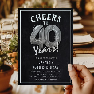 Convite Aniversário de 40 anos de Balões de Prata de Chalk