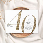 Convite Aniversário de 40 anos de brilho dourado moderno m<br><div class="desc">O convite de festas de aniversário de 40 anos minimalista moderno apresenta na moda faux gold glitter number 40 e os detalhes do seu partido em serif clássico, simples e elegante convite para o aniversário do marco de surpresa do excelente. a cor de fundo pode ser alterada para qualquer cor...</div>