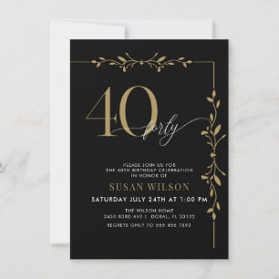 Convite Aniversário de 40 anos de Caligrafia Elegante Mode