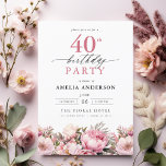 Convite Aniversário de 40 anos de Caligrafia Floral do Jar<br><div class="desc">Celebre em estilo com um convite para aniversário de 40 anos de caligrafia floral de jardim, perfeito para um evento de marco. Com designs florais vibrantes e caligrafia elegante, este convite dá um tom caprichoso mas sofisticado para a sua celebração. O tema do jardim exuberante combina beleza natural com uma...</div>