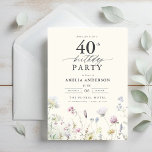 Convite Aniversário de 40 anos de Caligrafia Floral do Jar<br><div class="desc">Celebre em estilo com um convite para aniversário de 40 anos de caligrafia floral de jardim, perfeito para um evento de marco. Com designs florais vibrantes e caligrafia elegante, este convite dá um tom caprichoso mas sofisticado para a sua celebração. O tema do jardim exuberante combina beleza natural com uma...</div>