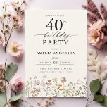 Convite Aniversário de 40 anos de Caligrafia Floral do Jar<br><div class="desc">Celebre em estilo com um convite para aniversário de 40 anos de caligrafia floral de jardim, perfeito para um evento de marco. Com designs florais vibrantes e caligrafia elegante, este convite dá um tom caprichoso mas sofisticado para a sua celebração. O tema do jardim exuberante combina beleza natural com uma...</div>