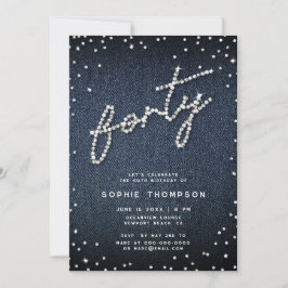 Convite Aniversário de 40 anos de Caligrafia Moderna Denim