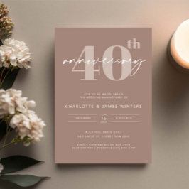 Convite Aniversário de 40 anos de casamento com letra curs