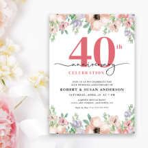Aniversário de 40 anos de casamento Elegante Flora