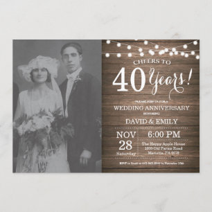 Convite Aniversário de 40 anos de Casamento em Madeira Rús