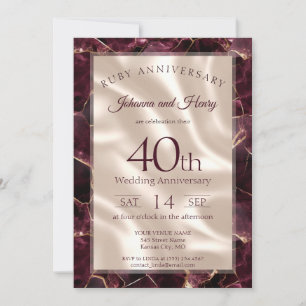 Convite Aniversário de 40 Anos de Casamento em Mármore Rub
