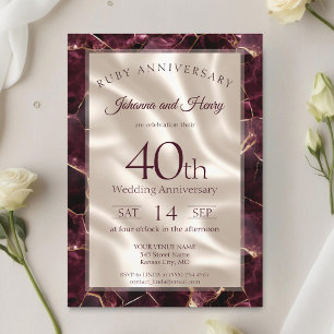 Convite Aniversário de 40 Anos de Casamento em Mármore Rub