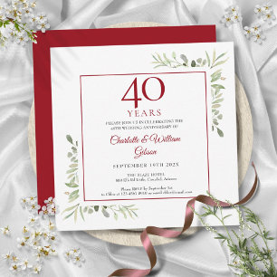 Convite Aniversário de 40 anos de casamento em rubi com ag