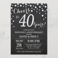 Aniversário de 40 Anos de Casamento Quadro Negro P