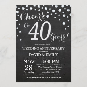 Convite Aniversário de 40 Anos de Casamento Quadro Negro P