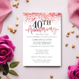 Convite Aniversário de 40 Anos de Casamento Rosa Brilhante